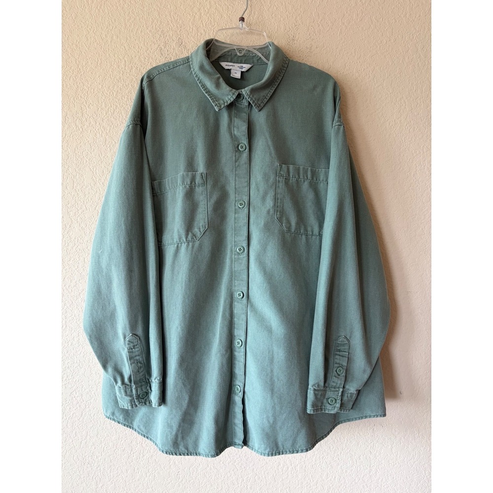 Old Navy The Boyfriend Shirt LS Heavyweight Dried Herb Green 2X